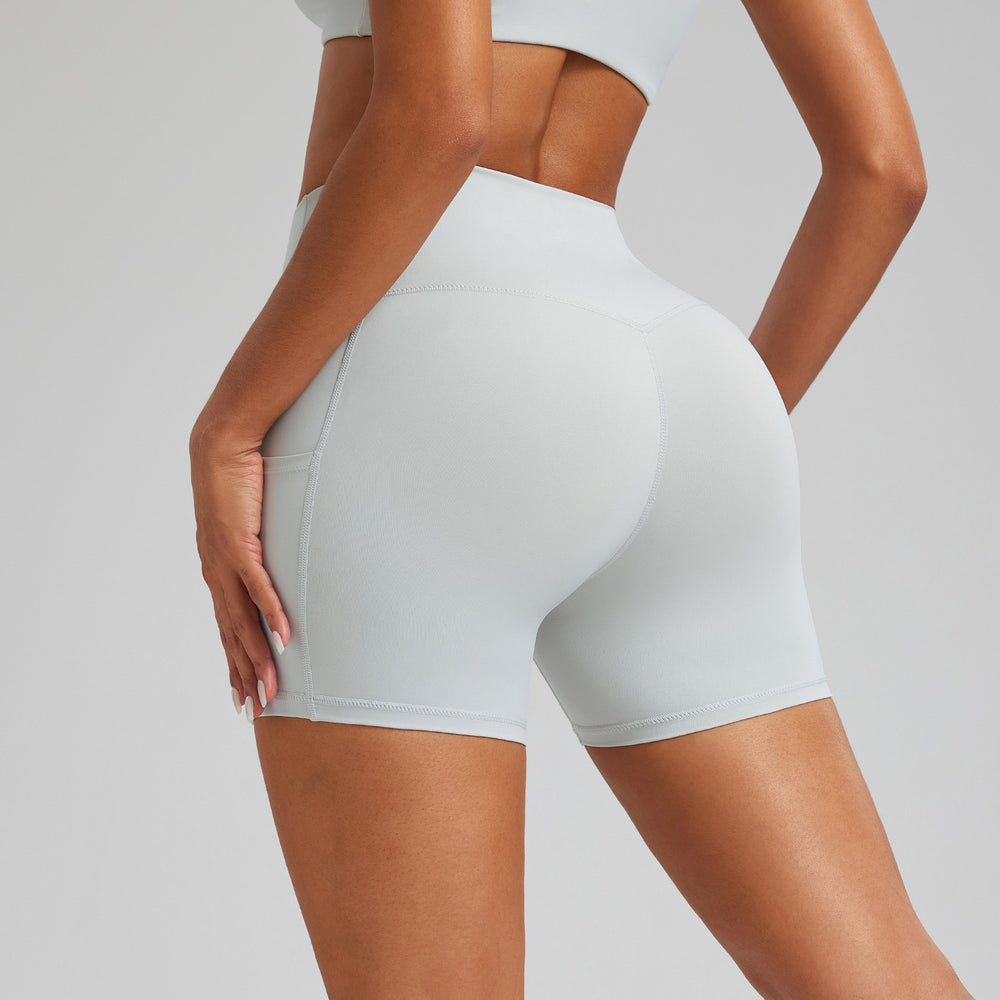 pocket high-waisted yoga shorts - stretchy, breathable, quick-drying athletic shorts for women - direct from the source factory, customizable fitness pants