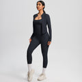 European and american outdoor casual tight-fit pocket yoga outfit set - quick-dry, high-waisted, slimming, cloud-like comfort, three-piece activewear set