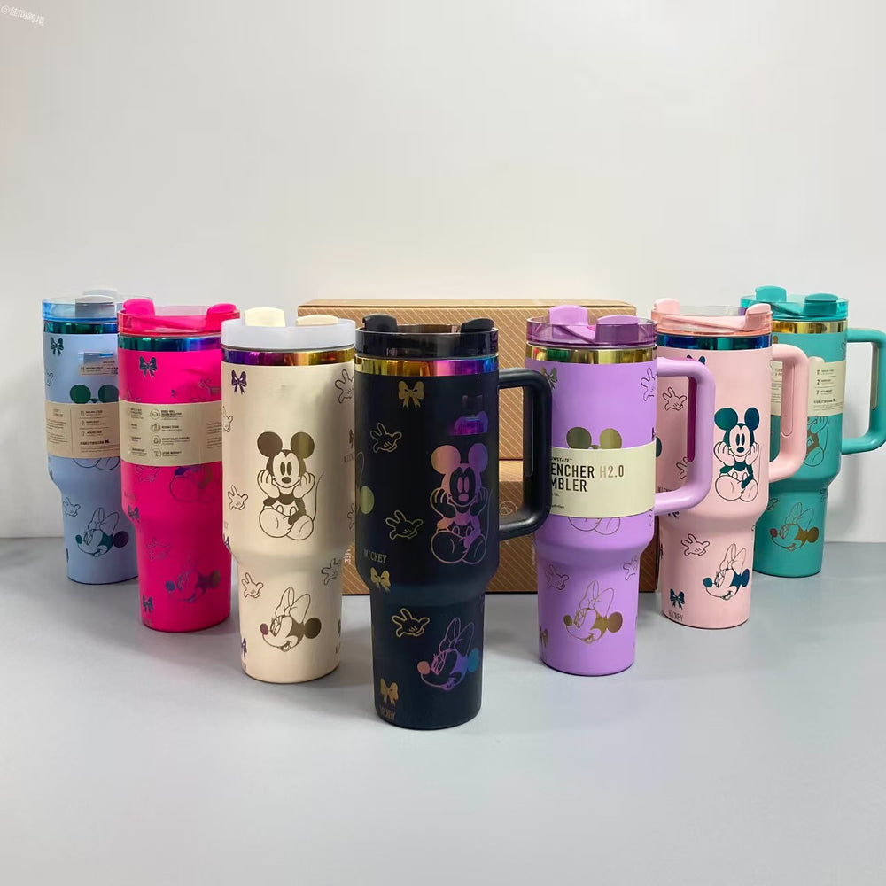 hot-selling stanley thermos cup, high-looking mickey series water cup, 304 stainless steel outdoor car cup