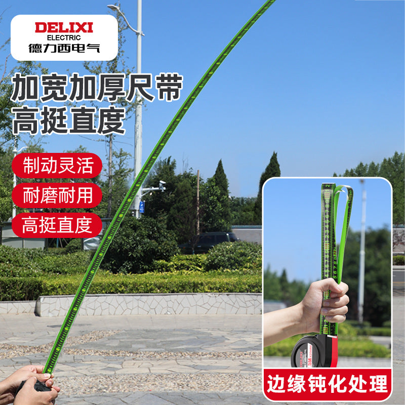Delixi Electric Steel Tape Measure Fluorescent Green 3 meters 5 meters Anti-drop Box Measure Luban Measure Thickened Wear-resistant High Precision Tape Measure