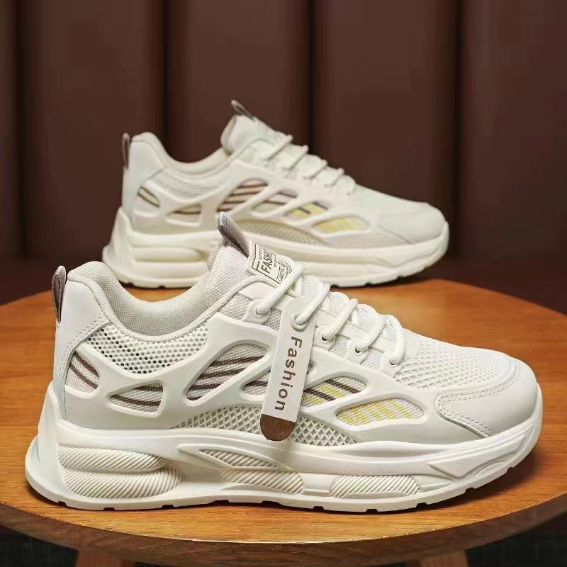2025 spring new men's breathable mesh sneakers - trendy, versatile chunky sole athletic shoes - casual dad shoes