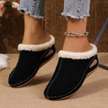 Women's plus size fleece-lined wedge slippers - new autumn  collection - thick-soled, warm, furry, closed-toe cotton slippers - size 43