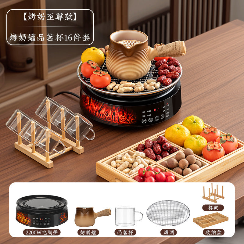 Full screen imitation charcoal electric ceramic stove tea making set glass teapot health tea stove indoor tea making equipment