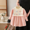 Girls' knit dress - new autumn/winter  collection - bow detail christmas dress - children's dress