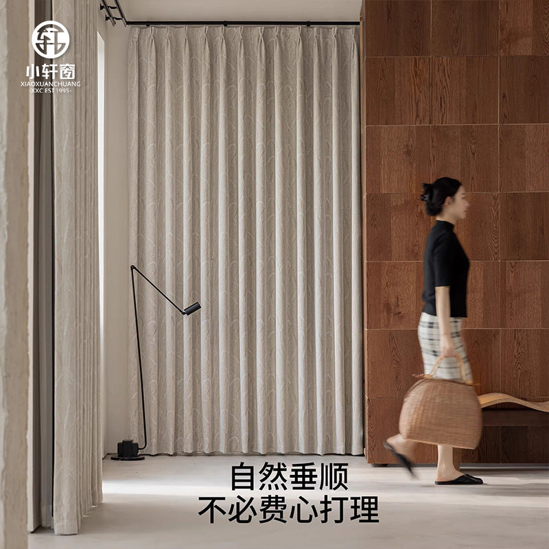 Chenille jacquard blackout curtain fabric - living room, bedroom, premium, rustic, light luxury, shaoxing keqiao, modern minimalist style