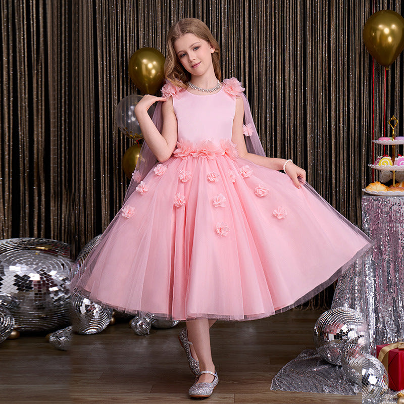 european and american custom-made children's dresses: new high-end floral dresses for little girls, perfect for flower girls, weddings, piano performances, and european & american styles