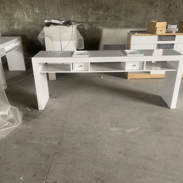 Japanese manicure table Double three-person manicure shop decoration with groove storage box Vacuum cleaner Nail table log