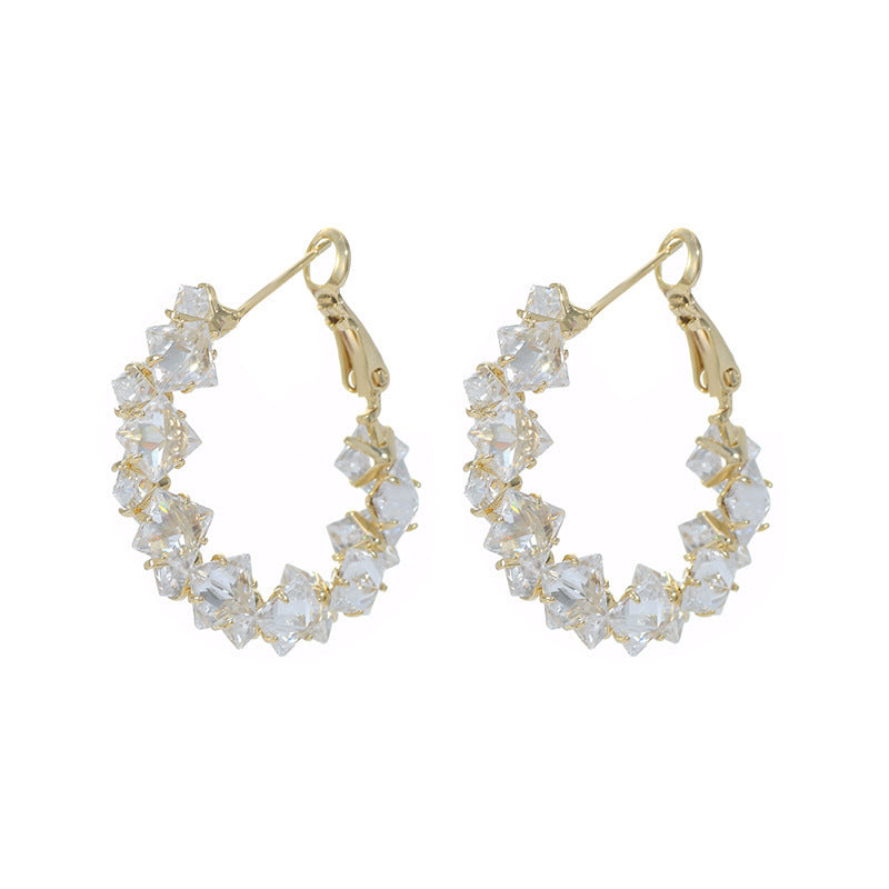 Explosive zircon hoop earrings niche style design earrings exaggerated fashionelegant earrings women's earrings korean niche style