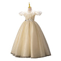 Girls' high-end flower girl dresses, wedding gowns, runway show, little girl host performance, long sequined dresses, foreign trade cross-border
