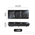 Japanese-style ceramic three-compartment dish - sauce, snack, and vegetable plate - rectangular sushi plate - restaurant-grade wholesale from manufacturer