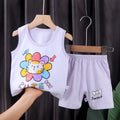 Kids' tank top set - summer new arrival: pure cotton girls' shorts outfit, korean style sleeveless set for baby boys and girls