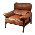 Second-hand style grids first layer real cowhide retro ash wood living room balcony tea master chair single sofa lounge chair