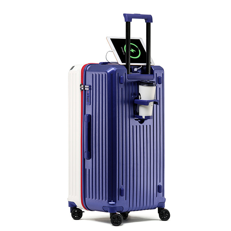 Large capacity aluminum frame suitcase 26 inch anti-drop suitcase brake wheel student trolley case password case leather case
