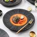 European-style black striped dinner plate ceramic tableware, hotel restaurant steak plate, creative large soup plate pasta plate