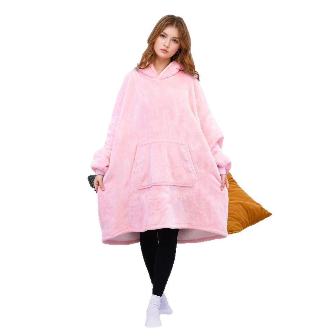 Factory supply flannel home lazy clothes pullover TV blanket outdoor cold sweater hooded home nightgown