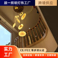Accessible luxury all-copper spanish marble living room chandelier new chinoiserie round cake restaurant duplex house courtyard rotate staircase