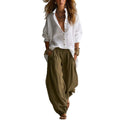 european and american cross-border women's fashion  spring/autumn collection: relaxed fit, high-end, effortless style long-sleeve top and pants two-piece set