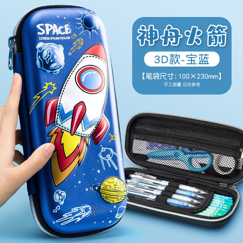 EVA pencil bag custom cartoon double-layer 3D three-dimensional multi-functional primary and secondary school student stationery box large-capacity pencil bag wholesale