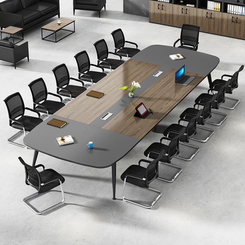 Saint-li rectangular conference table and chair set, training table and chair combination, rounded corner meeting office desk, reception desk