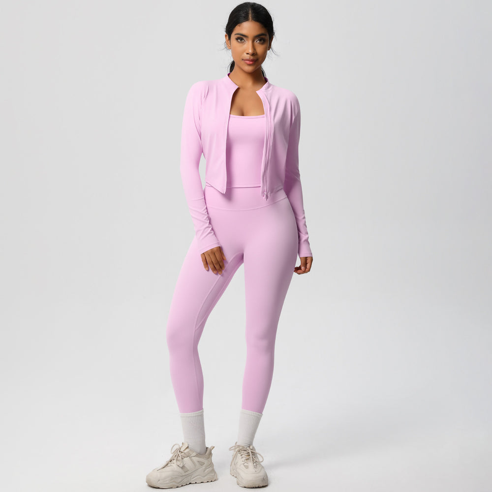 New cloud-like outdoor casual compression yoga set - quick-dry, high-waisted, slimming fitness activewear three-piece set