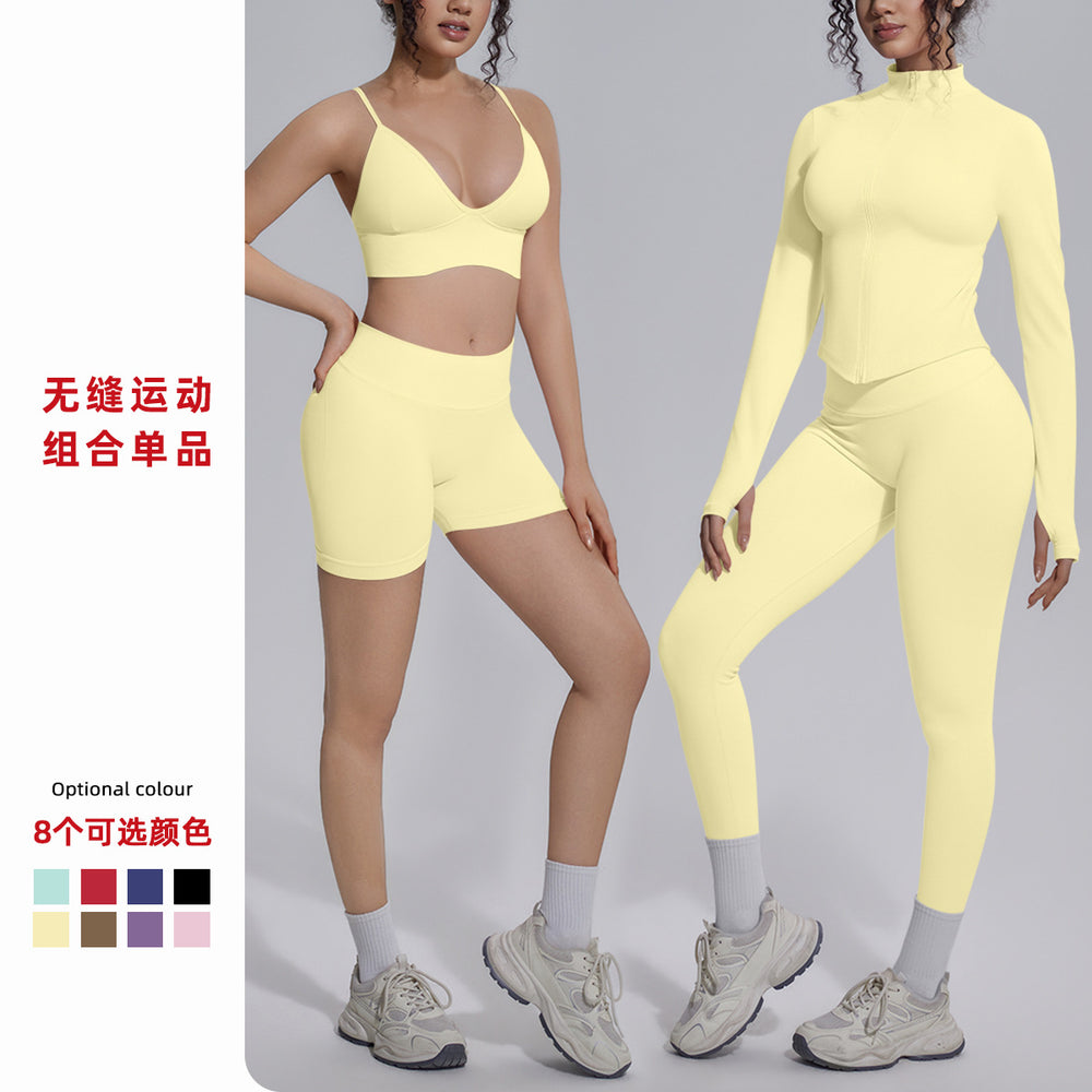 European and american seamless tight-fitting yoga set - waist-defining, slimming, peach lift, quick-dry activewear for outdoor running and fitness