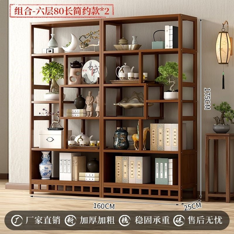 New chinoiserie bogu rack tea rack storage rack tea set rack tea display cabinet non-solid wood tea room ornaments duobao pavilion
