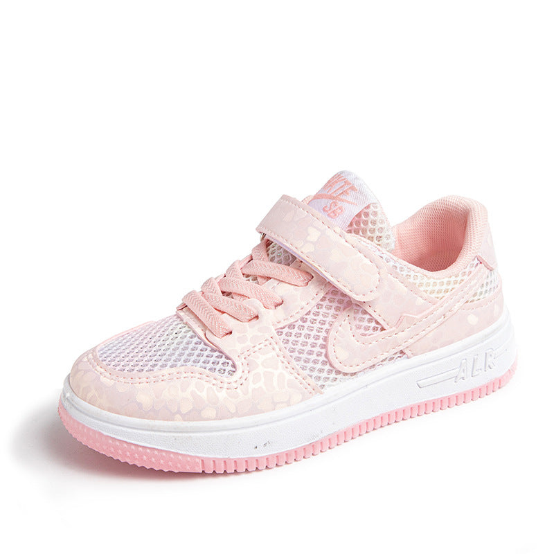 Spring children's sports board shoes new Korean version of girls mesh single shoes soft sole low-top primary school students casual shoes tide
