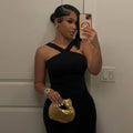 European and american style solid color women's party dress - slim fit bodycon sleeveless maxi dress with cinched waist for an elegant and slimming look