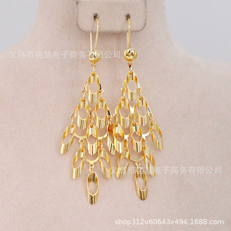 24k gold-plated ethiopian women's round earrings for daily wear bridal gift