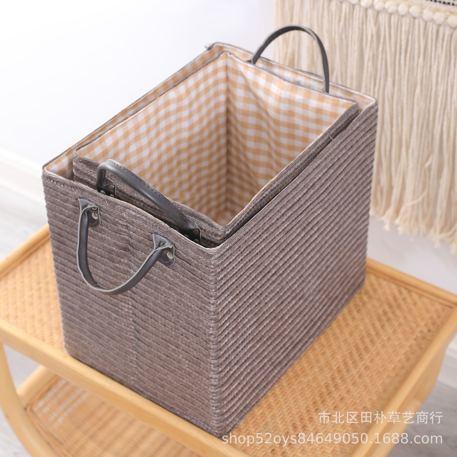 Folding, woven snacks, toy storage box, large sundries, book sorting box set, car-mounted uncovered trunk.