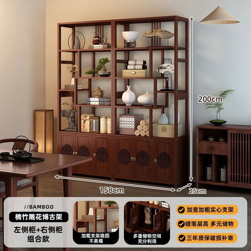 Chinoiserie bogu rack tea set storage rack living room tea display rack duobao pavilion for home tea cabinet purple clay pot display rack