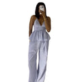 European and american women's clothing  autumn new collection: sweet and fresh striped camisole top with high-waisted straight-leg pants casual set