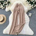 Soft and waxy knitting pants 2025fall and winter lazy style casual elastic waist elastic high waistslimming lookmopstraight-legpants