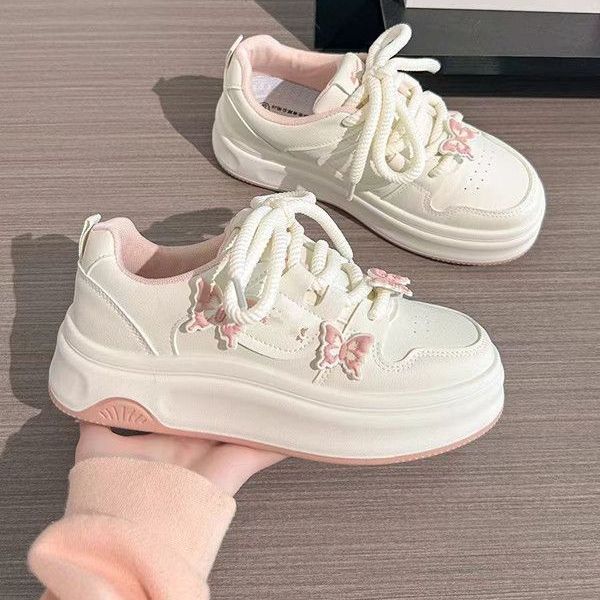 Girls' sneakers:  spring/autumn new collection - soft-soled white shoes for kids, lightweight athletic shoes for mid-to-large children, trendy running shoes