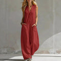 【factory direct】new spring/summer women's casual linen-cotton sleeveless jumpsuit - perfect for us & european  & independent e-commerce stores