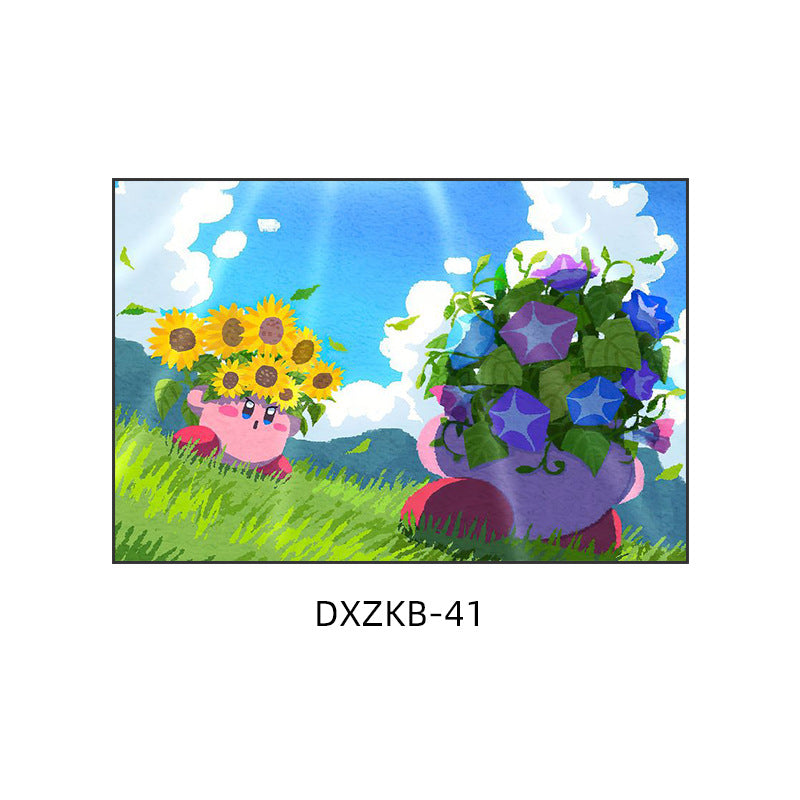 Star Kirby decorative painting pink girl bedroom children's room hanging painting cartoon animation cute princess bedside mural