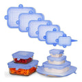 Silicone food storage lid set - 6 piece stretchable airtight bowl covers - food grade silicone reusable square lids