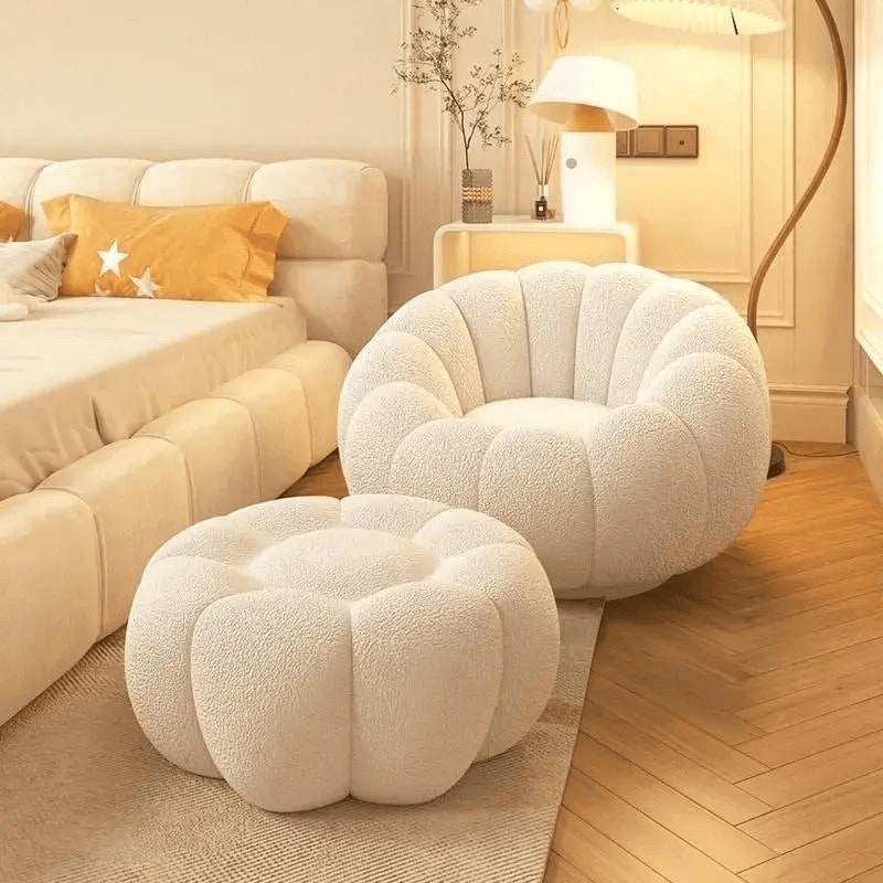 Lazy sofa can lie down and lie down pumpkin cream bedroom balcony single small sofa casualplaid tatami seat