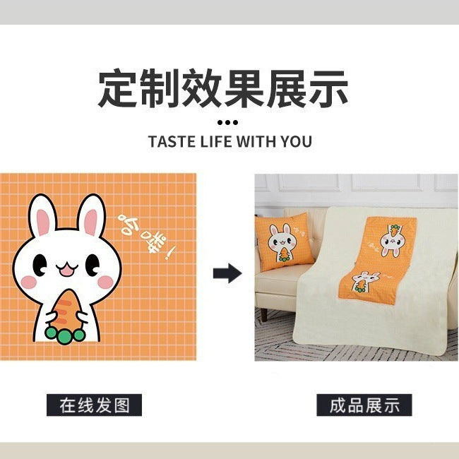 Dual-purpose pillow and quilt, advertising gift, air-conditioning quilt, office car nap pillow, side sleeping home cartoon