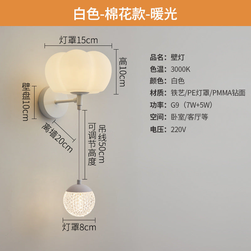 Wall lamp bedroom cream wind bedside lamp eye protection warm room new simple modern living room TV background wall lamp