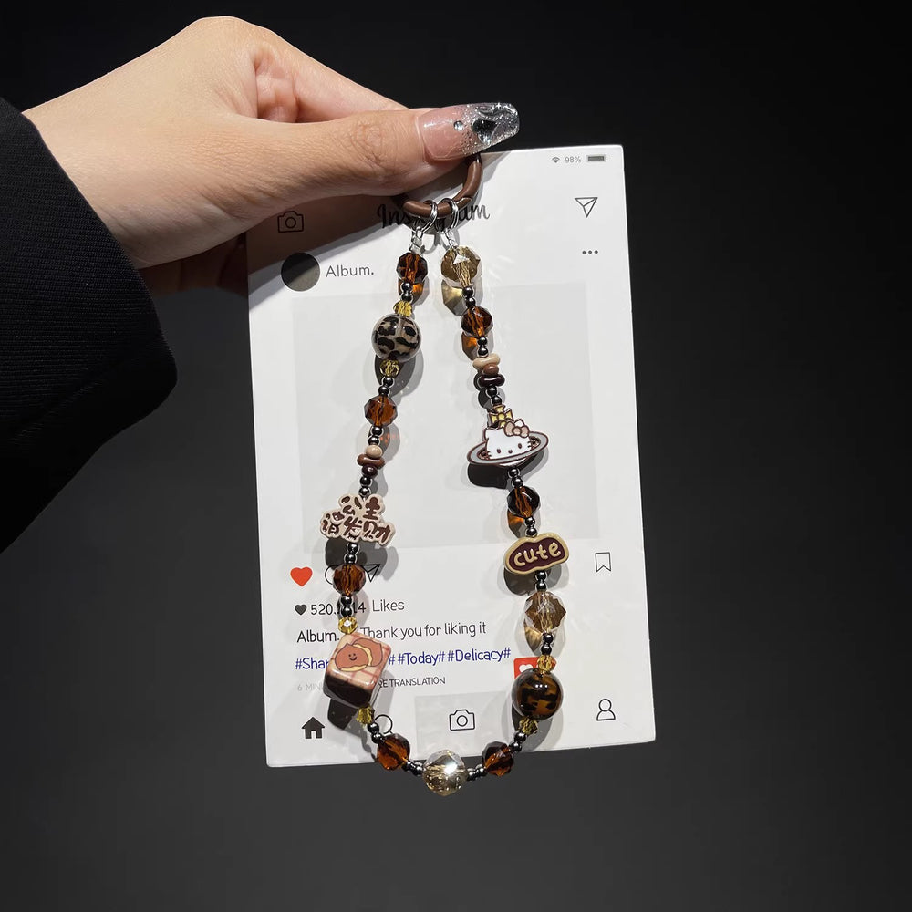 Princess please make a fortune mobile phone chain new arrival alloy mobile phone case lanyard classy sense hand beaded pendant key chain short