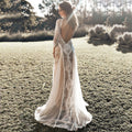 spring new arrivals: european and american style women's elegant party & wedding dresses - round neck, long sleeve, printed, open back lace dress