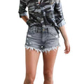 Factory direct cross-border trade  new ripped fringe stretch  denim shorts hot pants trendy women's