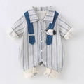 Spring autum baby khaki stripesk-style infant baby spring clothes long sleeves onesie rompers outing clothes
