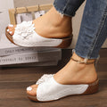 2026 summer new arrival: plus-size platform wedge slides - women's casual floral open-toe slippers, trendy fashion footwear for export