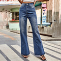 cross-border foreign trade independent station  new arrivaleasiest for match mid-waist washed micro-flared denim pants casual pants for women