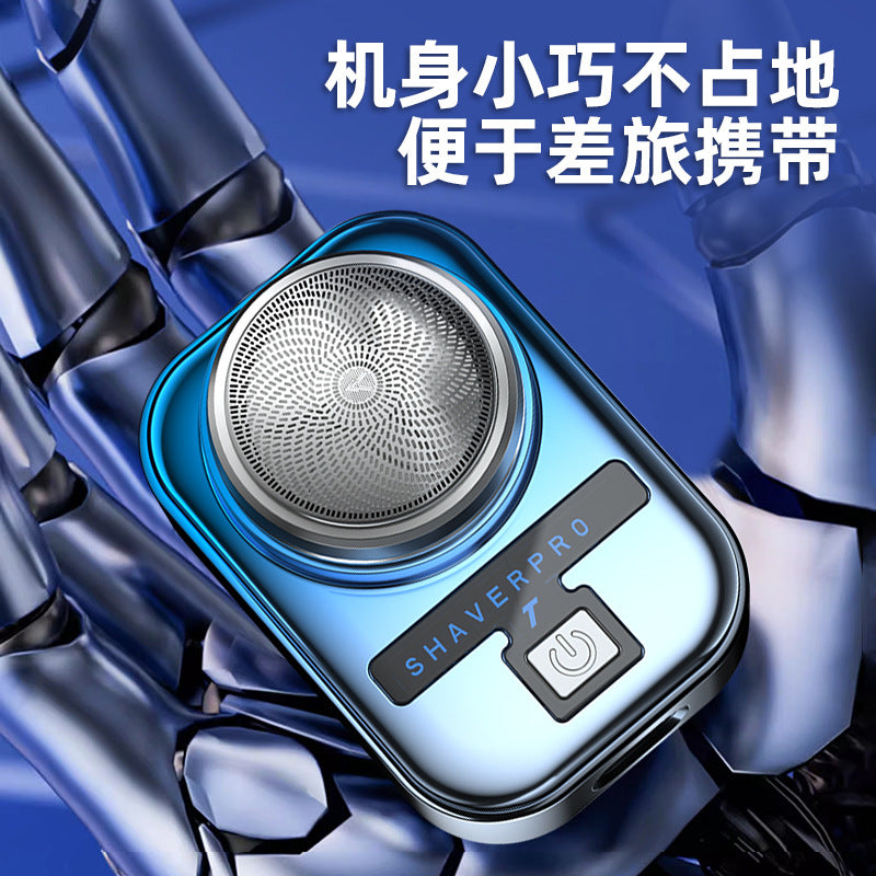New electric mini shaver with illuminated display - portable, travel-friendly, and washable for men