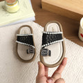 Vancahao girls' fashion beaded sandals & slippers - new summer collection for little girls, open-toe flip-flops for outdoor wear, kids' slippers