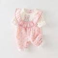 Baby rompers spring & autumn double layer outwear baby girl hundred days western style haki floral princess style outwear