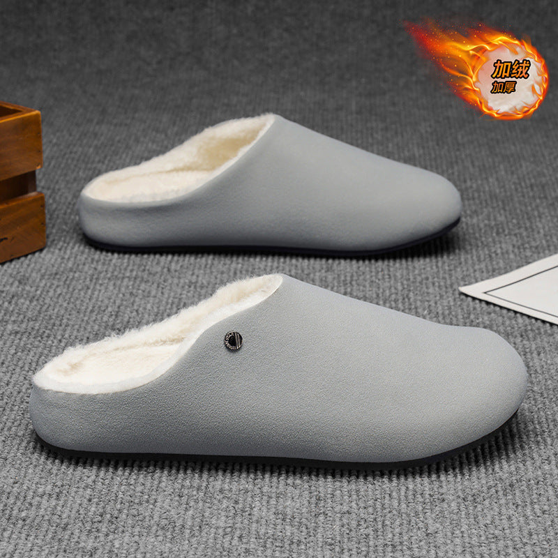 Men's cotton slippers - winter 2025 new collection: thick-soled, non-slip, wear-resistant, fleece-lined, warm, slip-on half slippers